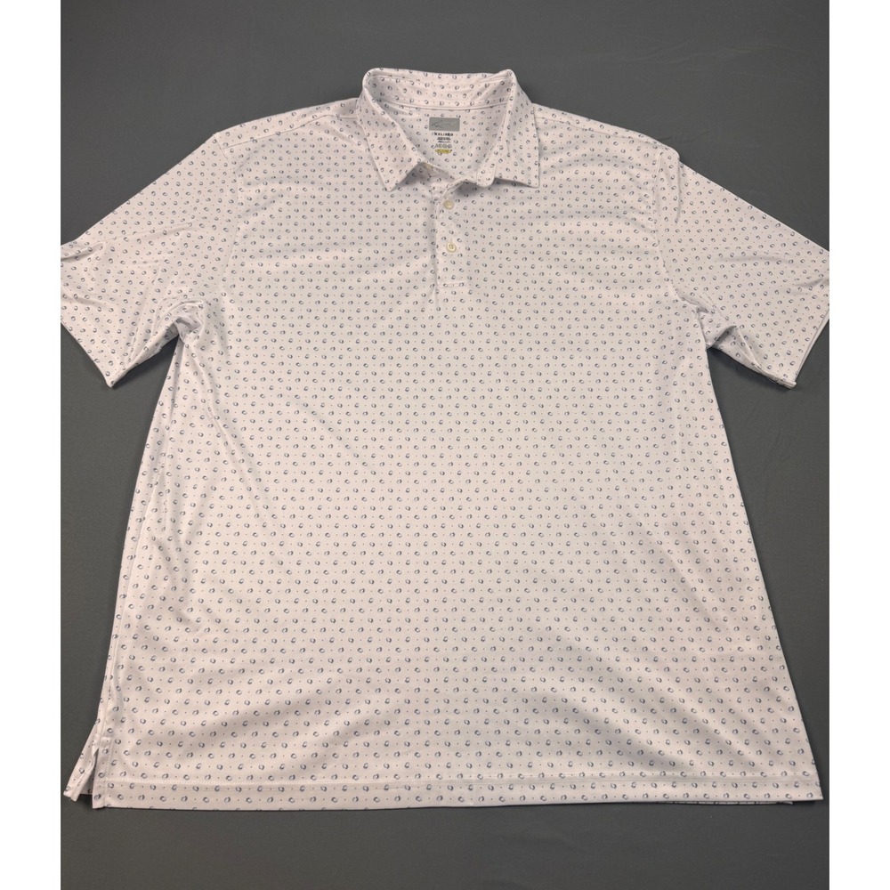 Greg Norman Golf‎ Polo Shirt Play Dry Mens XXL Performance White Blue